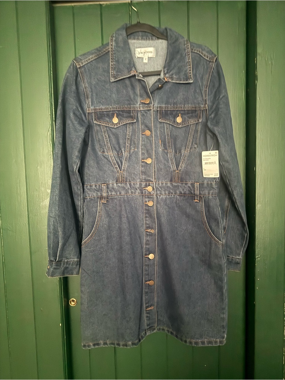 VIGOSS Vintage-Inspired Denim Button-Front Dress